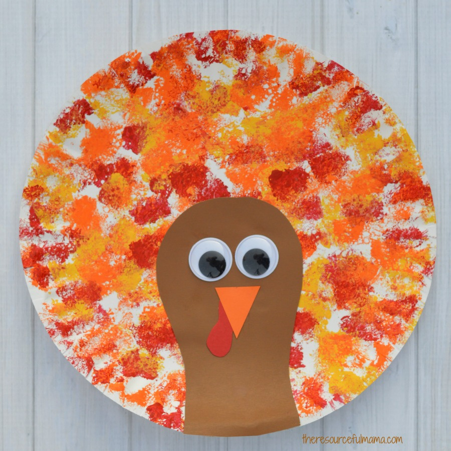 Sponged Painted Thanksgiving Turkey Craft - The Resourceful Mama pertaining to Turkey Paper Plate Craft Printable