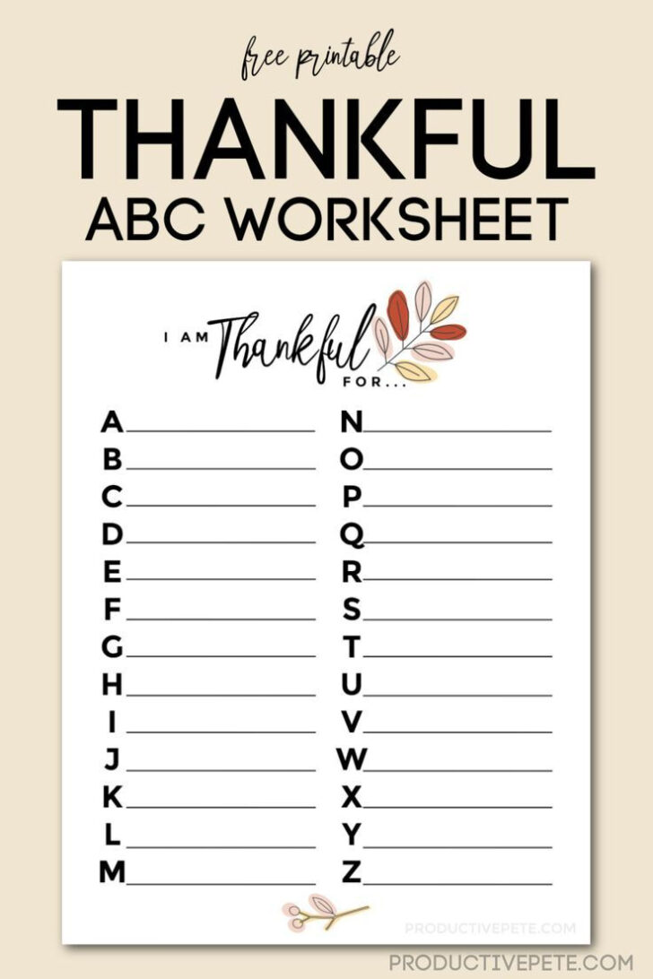 I am Thankful A-Z Printable