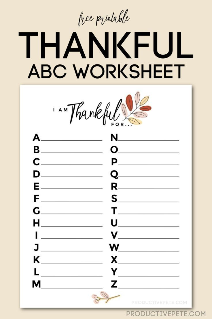 Thankful Abc Worksheet | Free Printable For Gratitude List At throughout I Am Thankful For Alphabet List Printable