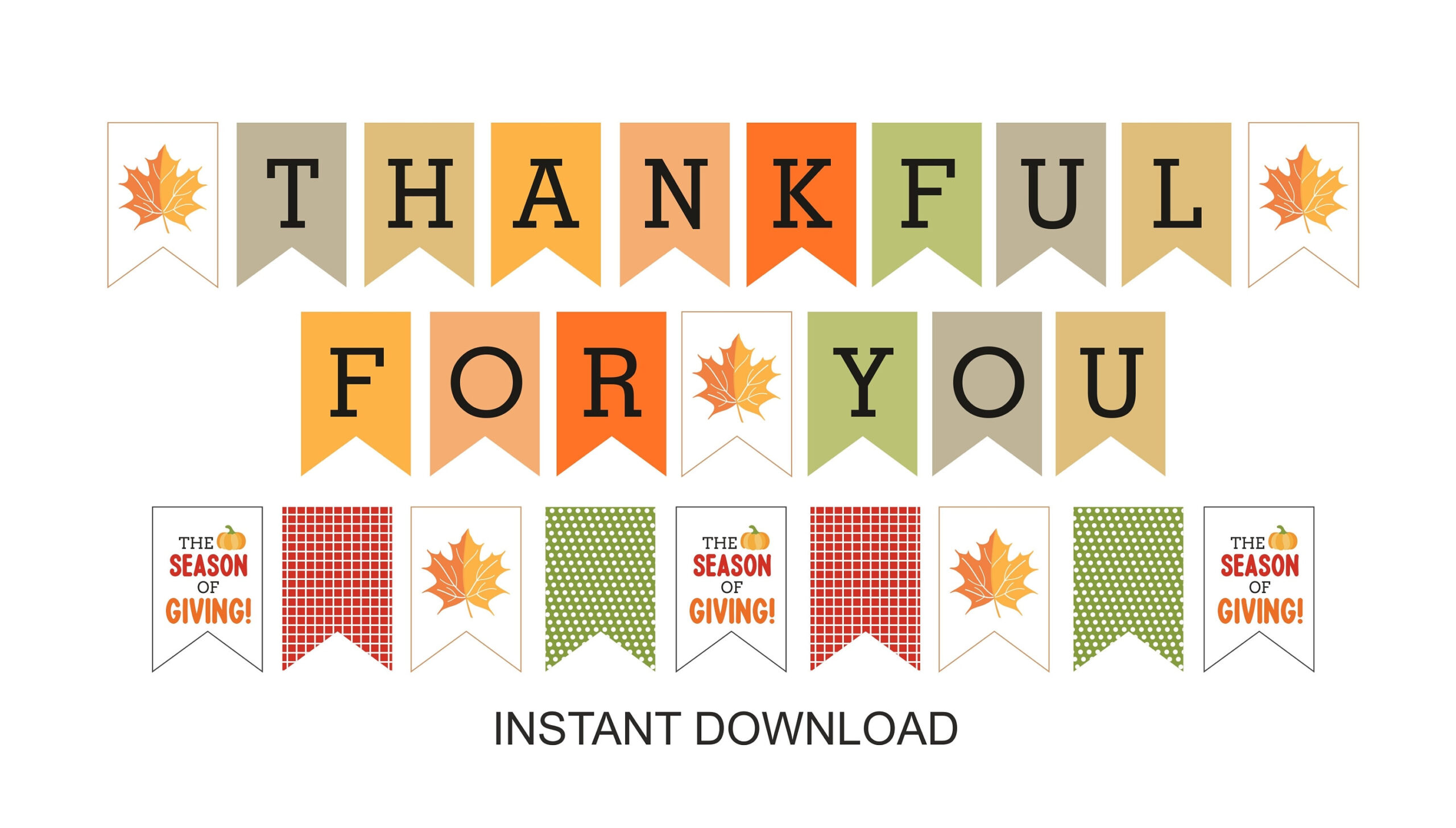 Thankful For You Banner Printable / Thankful Banner / Thankful intended for I Am Thankful For Printable Banner