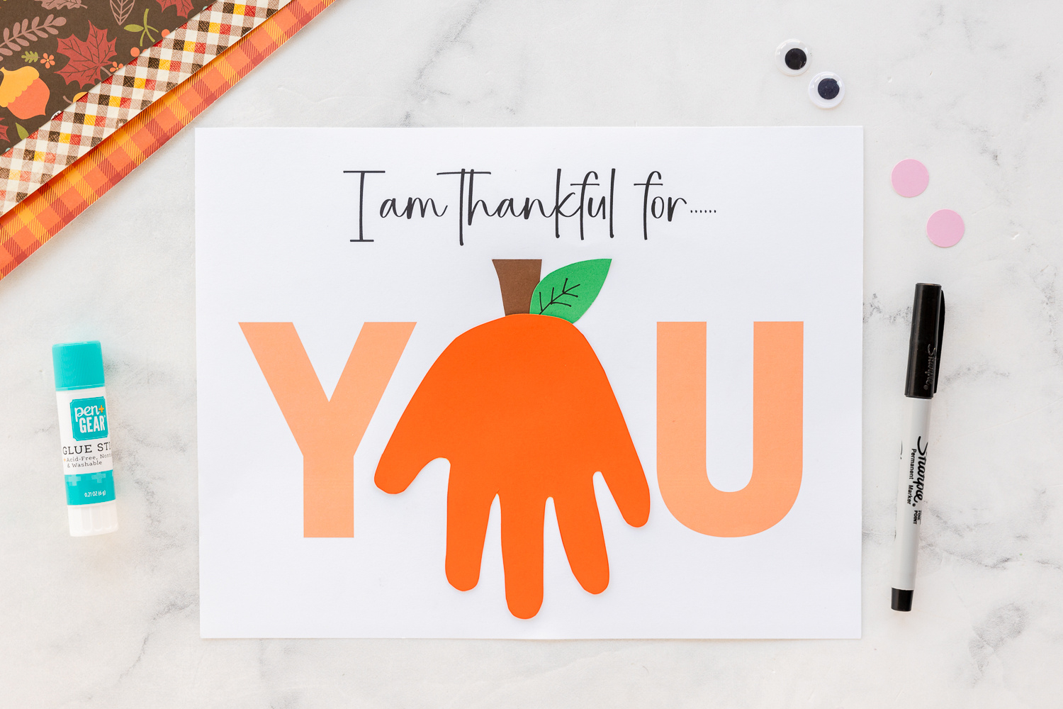 Thankful For You Handprint Pumpkin Printable - Made To Be A Momma regarding Free Printable I am Thankful For You For Cards