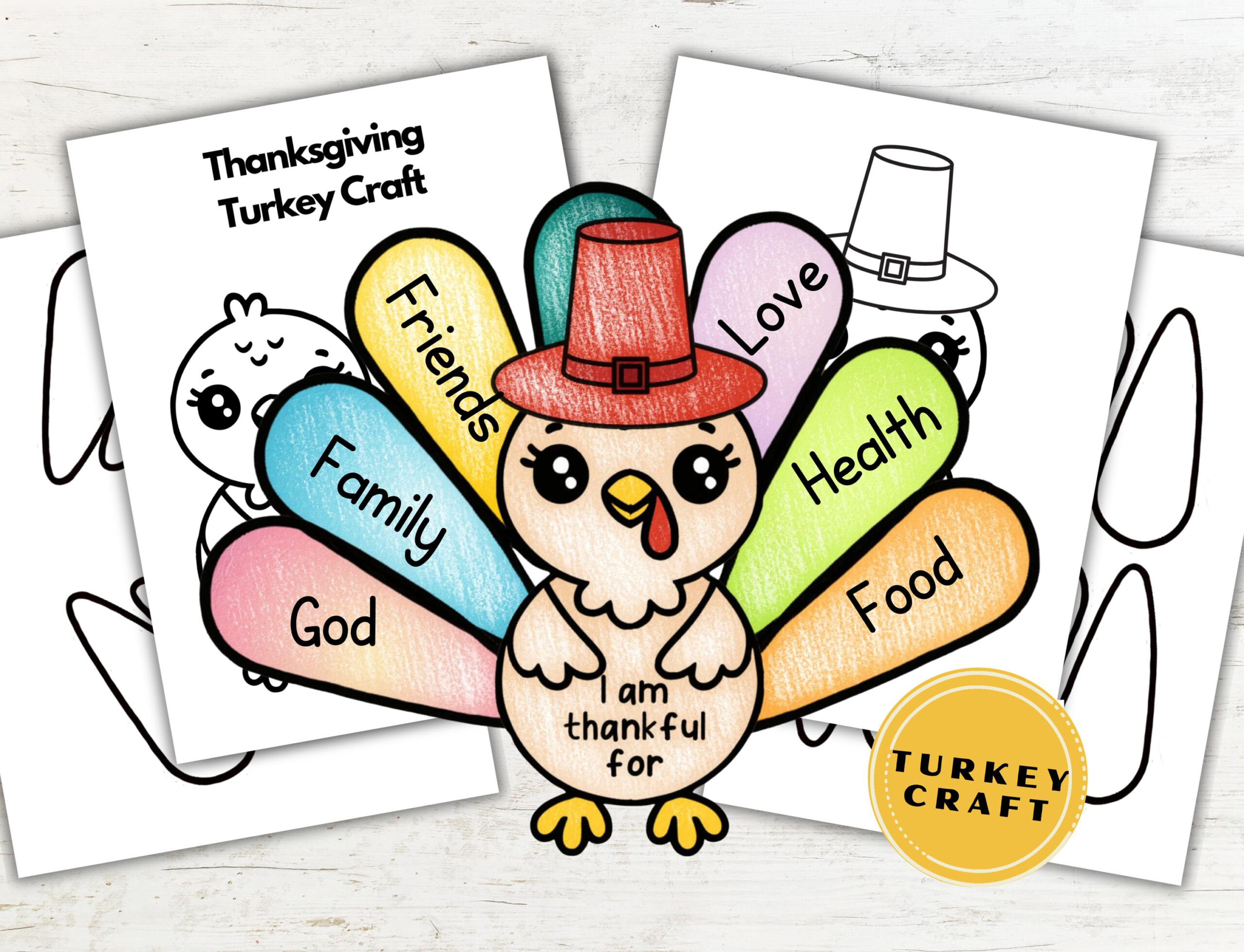Thankful Turkey Craft For Kids, Thanksgiving Activity, Gratitude Coloring  And Assembly Craft, Sunday School Printable, Kids Bible Lesson inside I Am Thankful For Turkey Printable	Informational