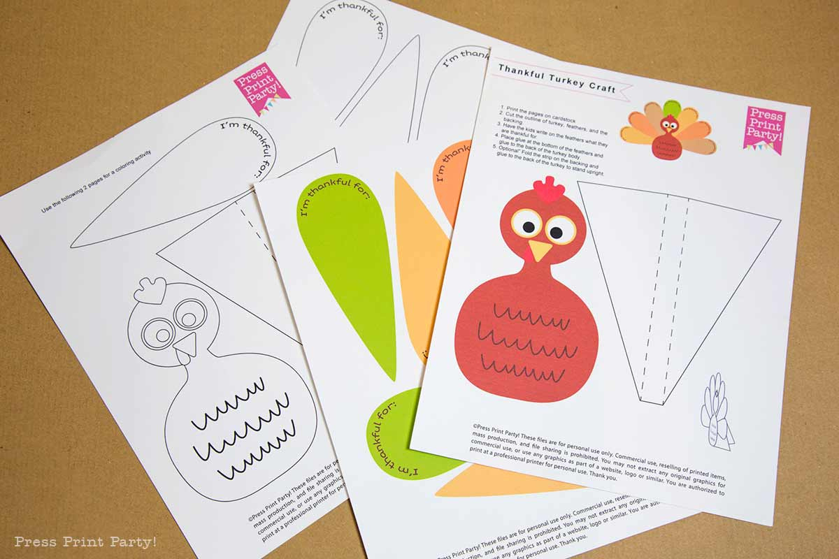 Thankful Turkey Craft Free Printable - Press Print Party regarding Turkey Cut Out Printable Commercial