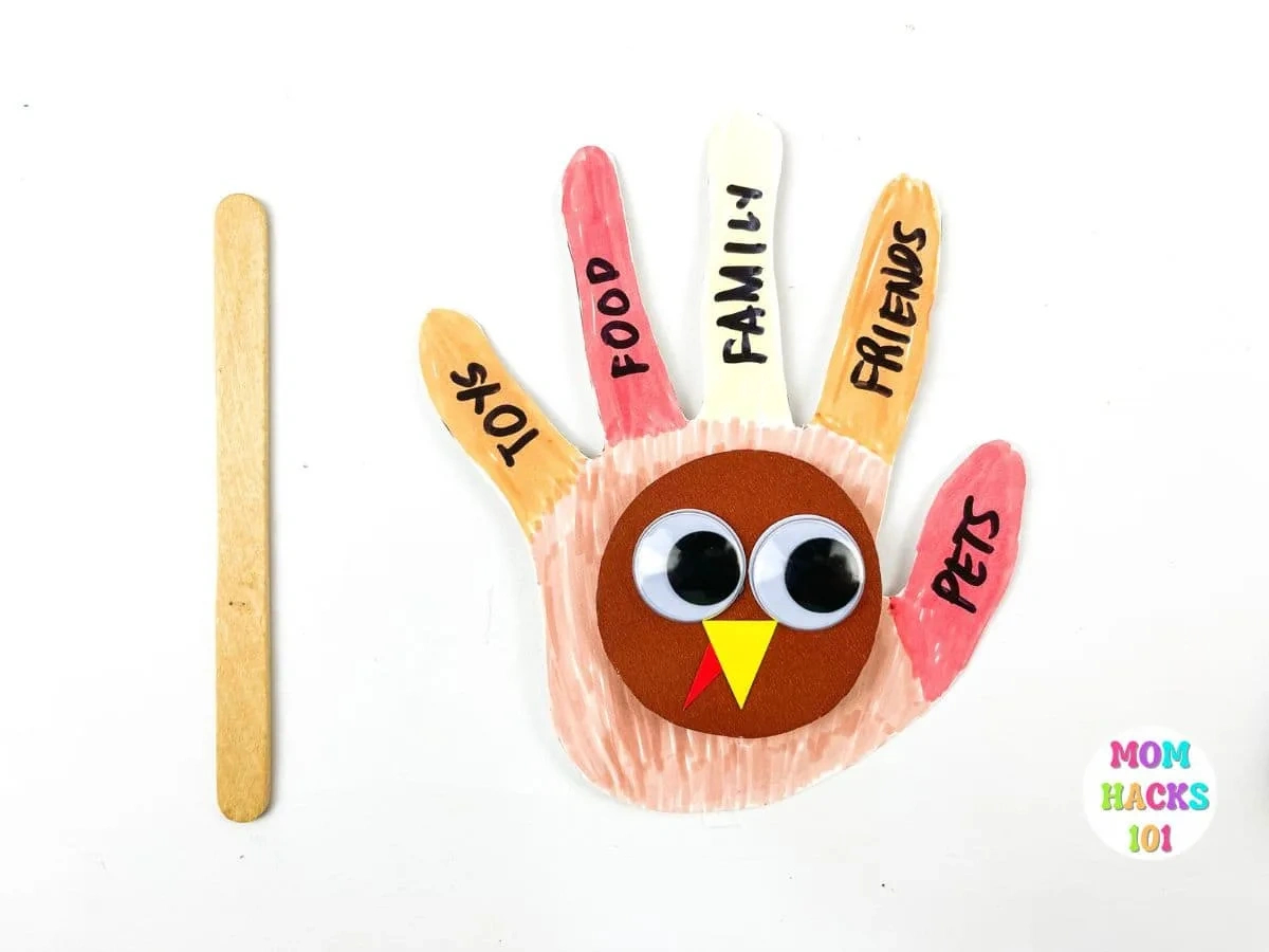 Thankful Turkey Handprint Paper Plate Craft - Mom Hacks 101 inside Hand Turkey Printable Informational