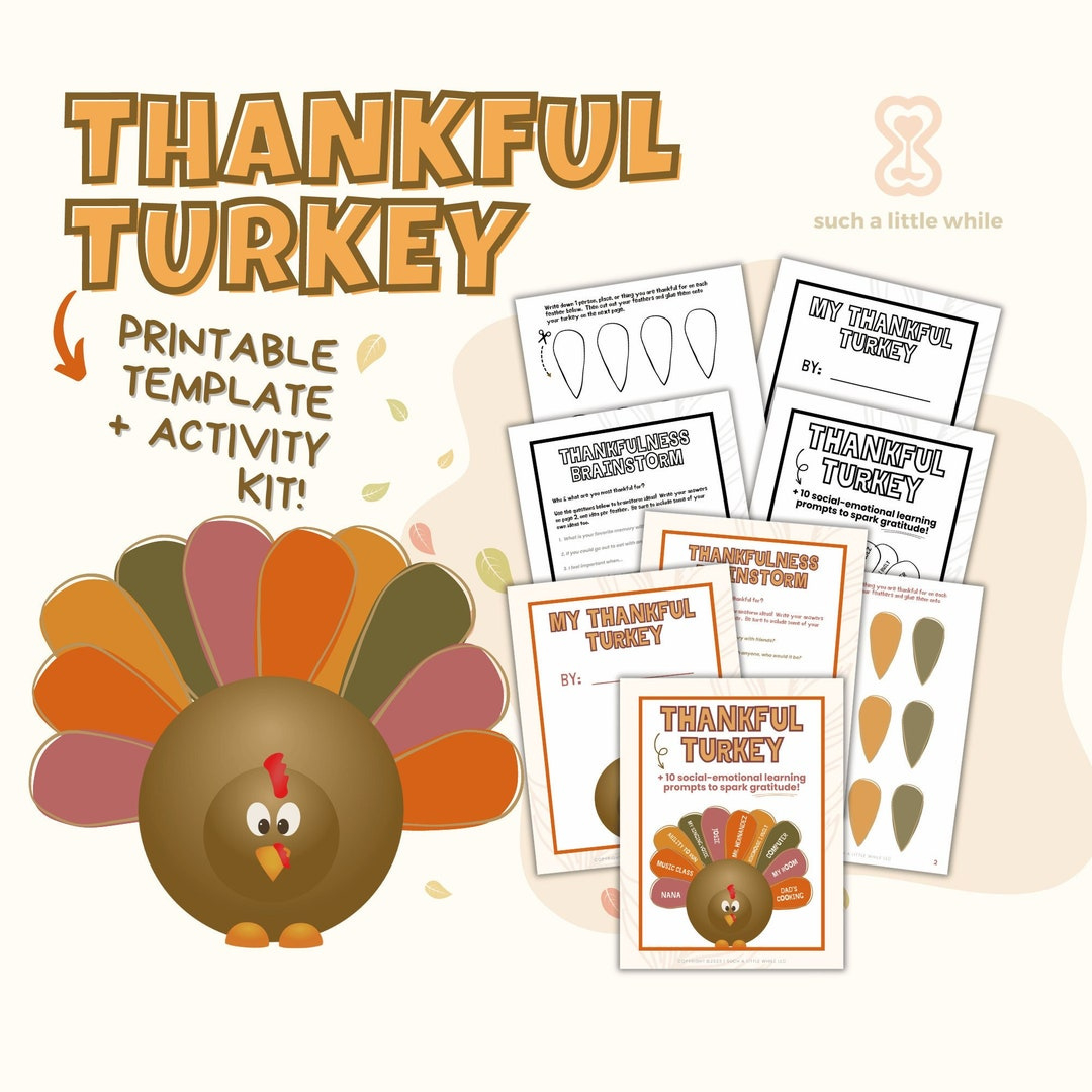 Thankful Turkey Printable Activity Kit Pdf With Thanksgiving intended for Thanksgiving Turkey Template Printable Informational