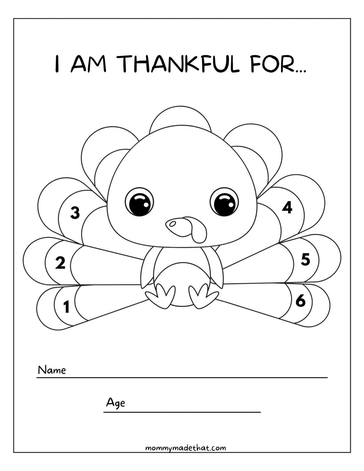 Thankful Turkey Printable regarding I Am Thankful For Turkey Free Printable