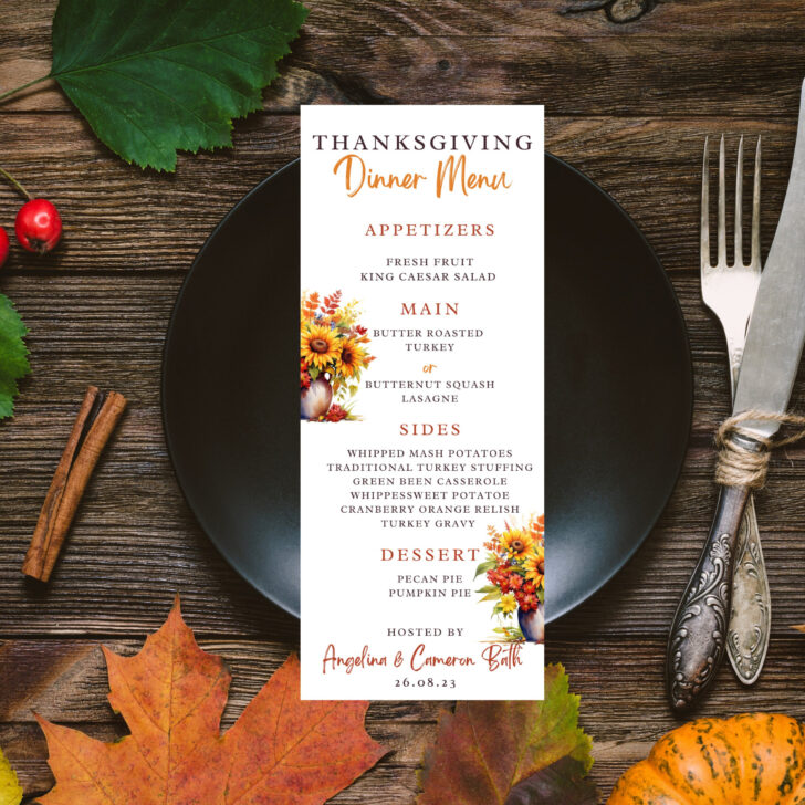 Editable Thanksgiving Menu Template