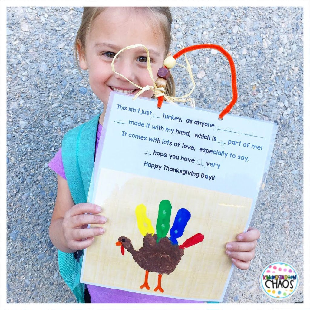 Thanksgiving Activities For Kindergarten - Kindergarten Chaos regarding Turkey Handprint Poem Free Printable Informational