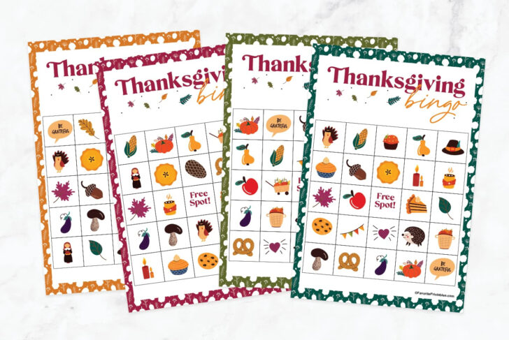 24 Printable Thanksgiving Bingo Cards