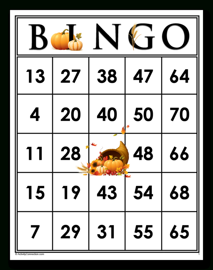 Free Printable Thanksgiving Bingo Cards with Numbers