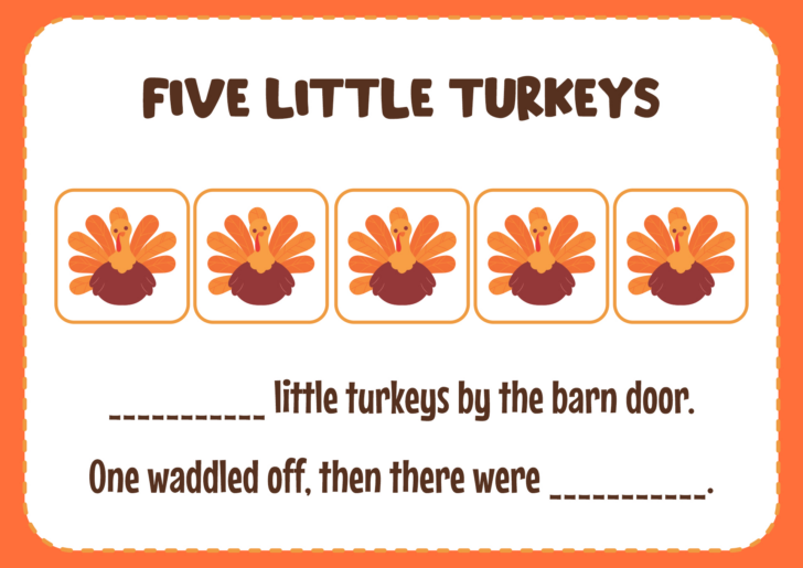 Five Little Turkeys Printable Book Five Little Turkeys Printable Book