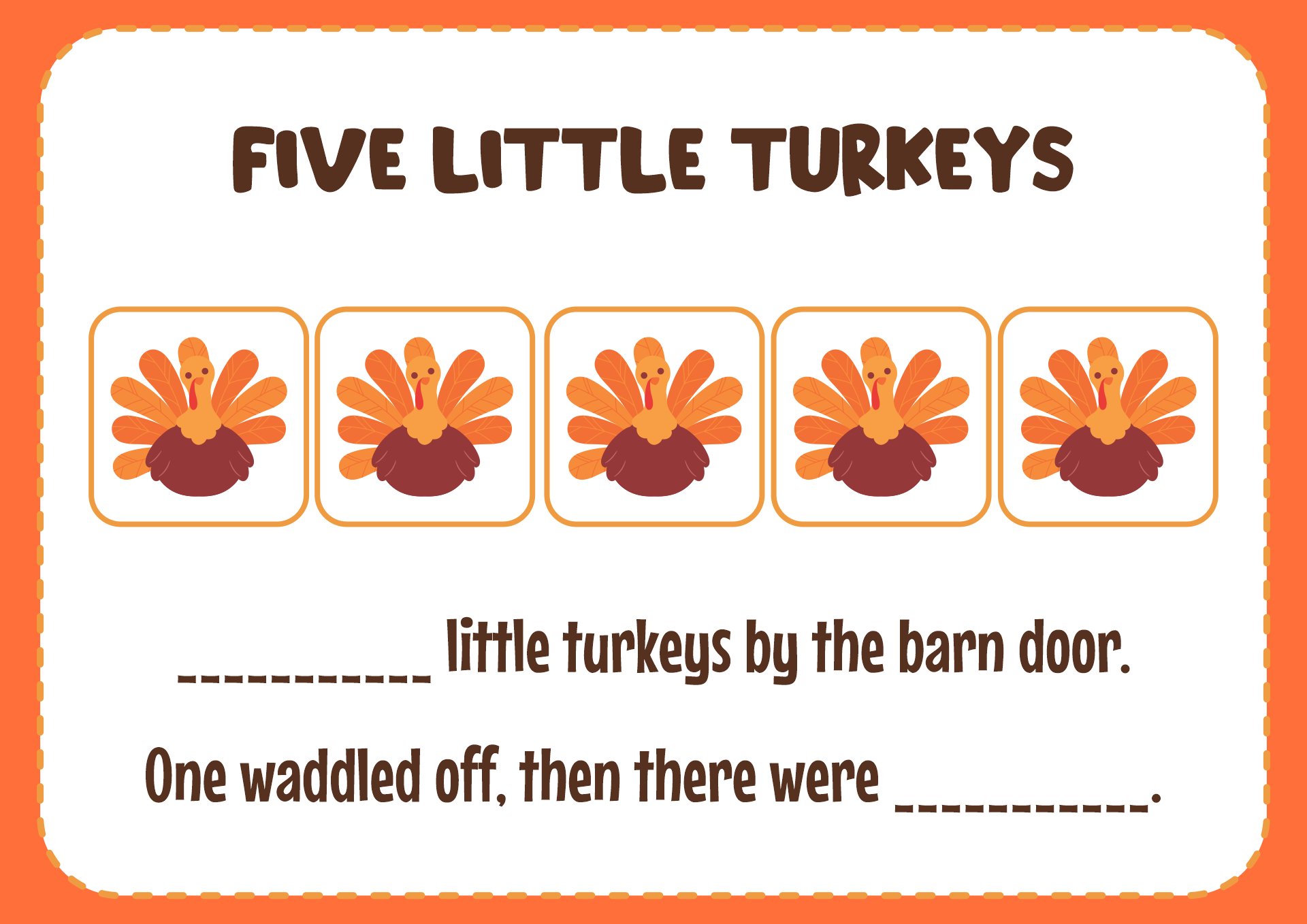 Thanksgiving Books For Kindergarten - 12 Free Pdf Printables regarding Five Little Turkeys Printable Book