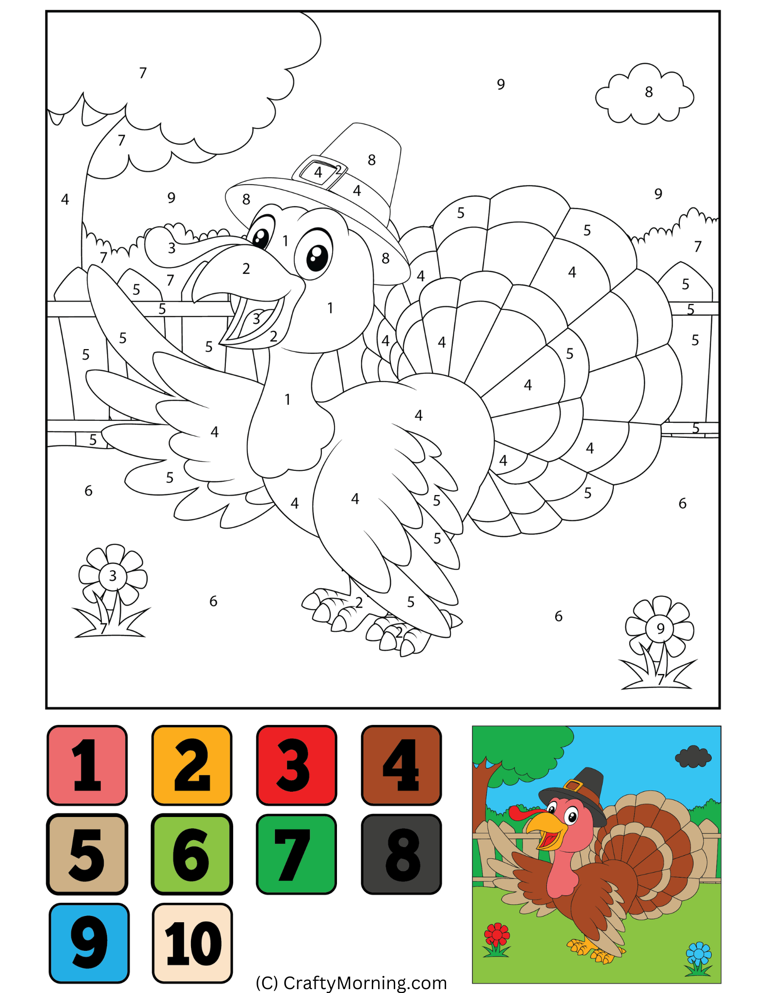 Thanksgiving Colornumber (Free Printables) - Crafty Morning with regard to Free Printable Turkey Color By Number