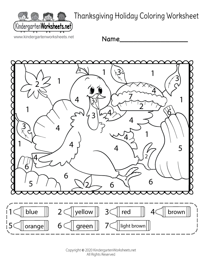 Thanksgiving Colornumber Worksheet - Free Printable, Digital intended for Thanksgiving Themed Worksheets For Kindergarten