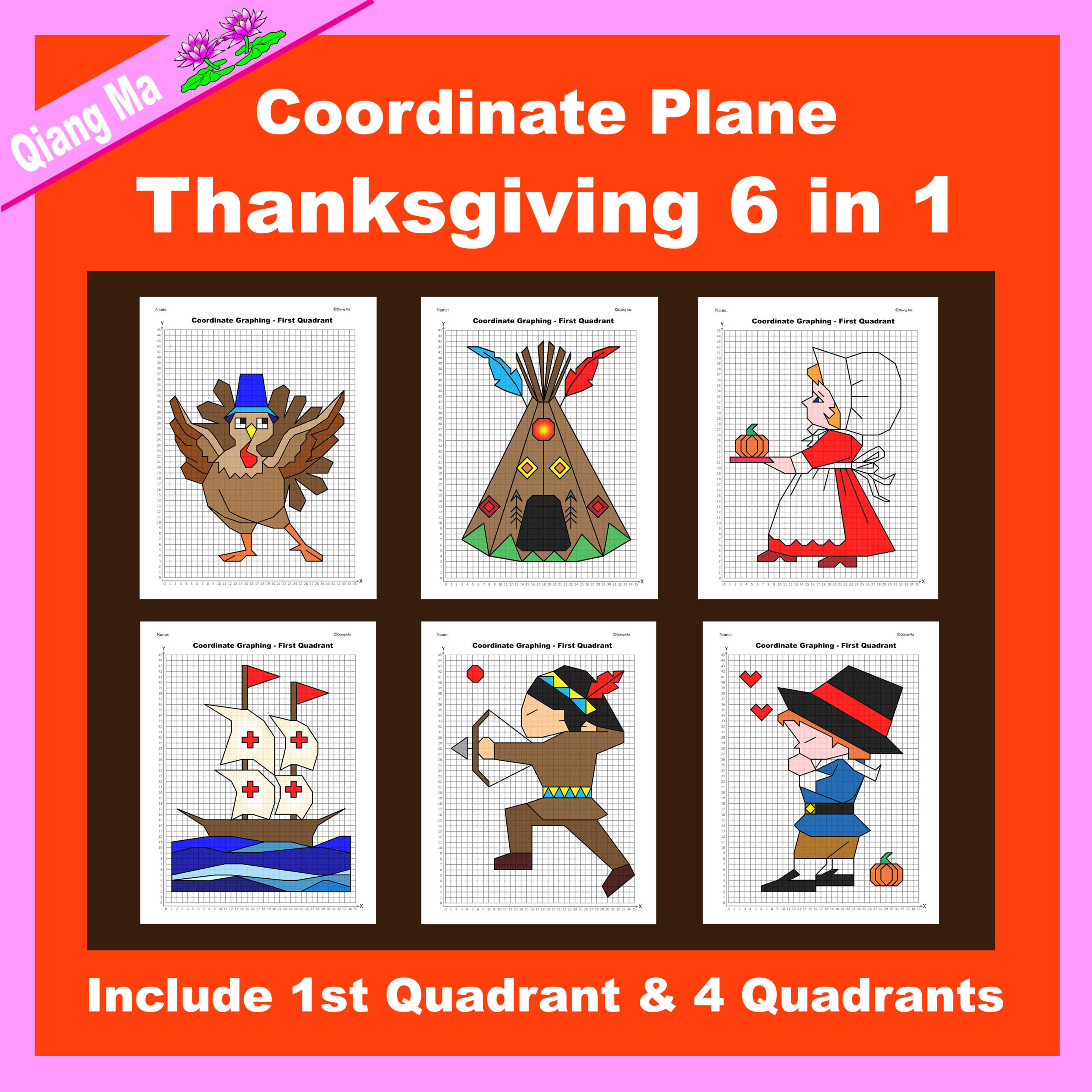 Thanksgiving Coordinate Plane Graphing Picture- Thanksgiving for Thanksgiving Coordinate Graphing Worksheet