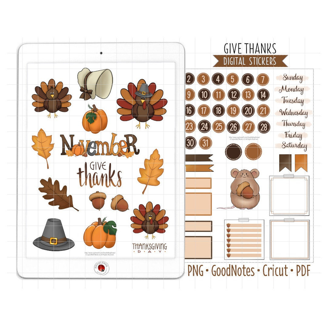 Thanksgiving Digitale Planer Aufkleber, Monat November, Goodnotes regarding Turkey Bingo Printable	Informational