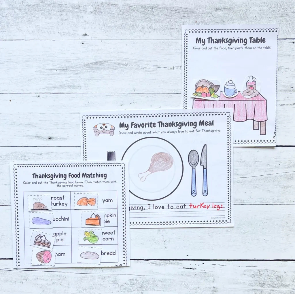 Thanksgiving Food Worksheet | Coloring And Cut Paste Activity intended for A Thanksgiving Feast Worksheet