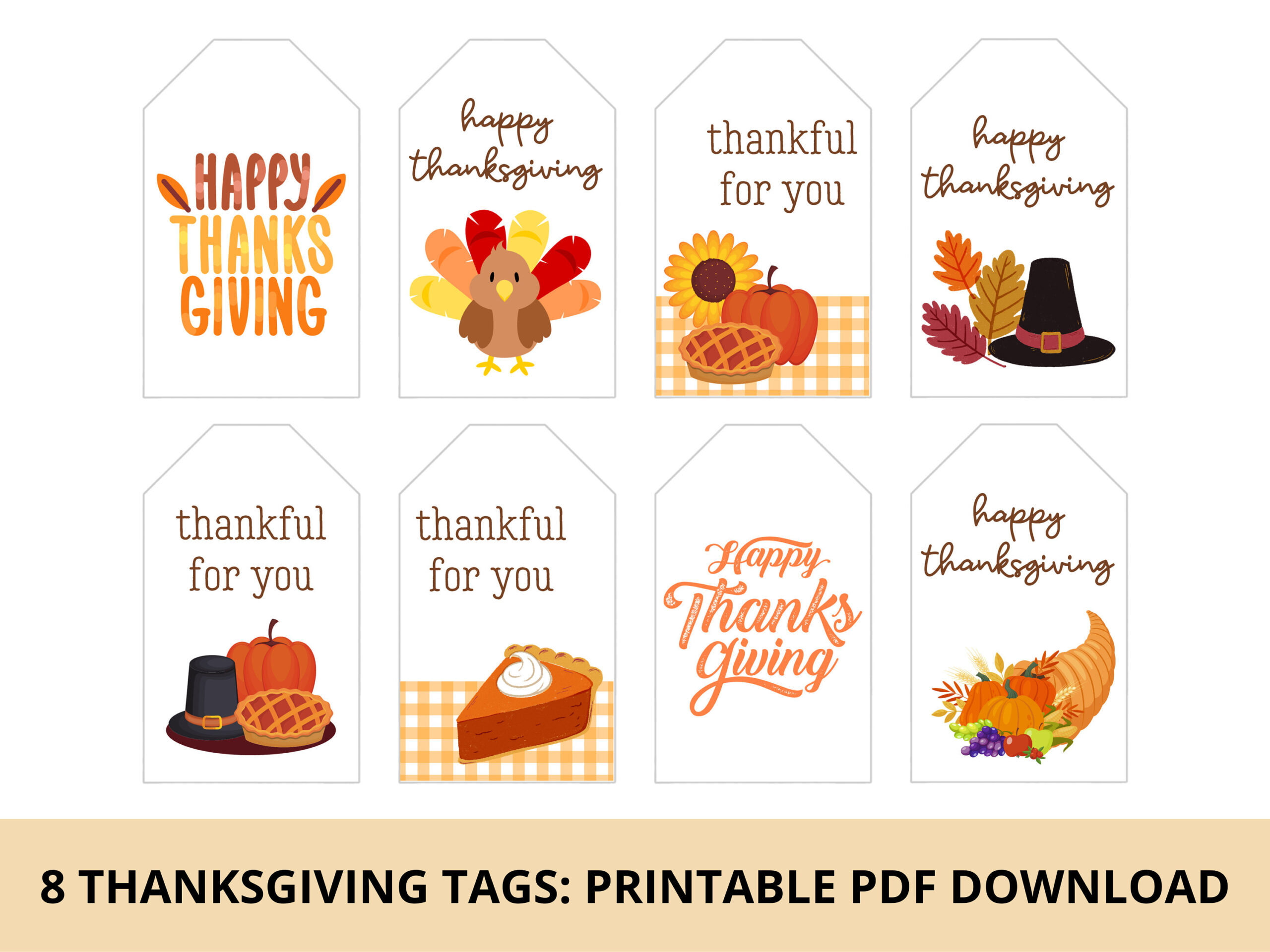 Thanksgiving Gift Tags & Treat Tags | Printable Pdf Download - Etsy inside Printable Turkey Gift Tags