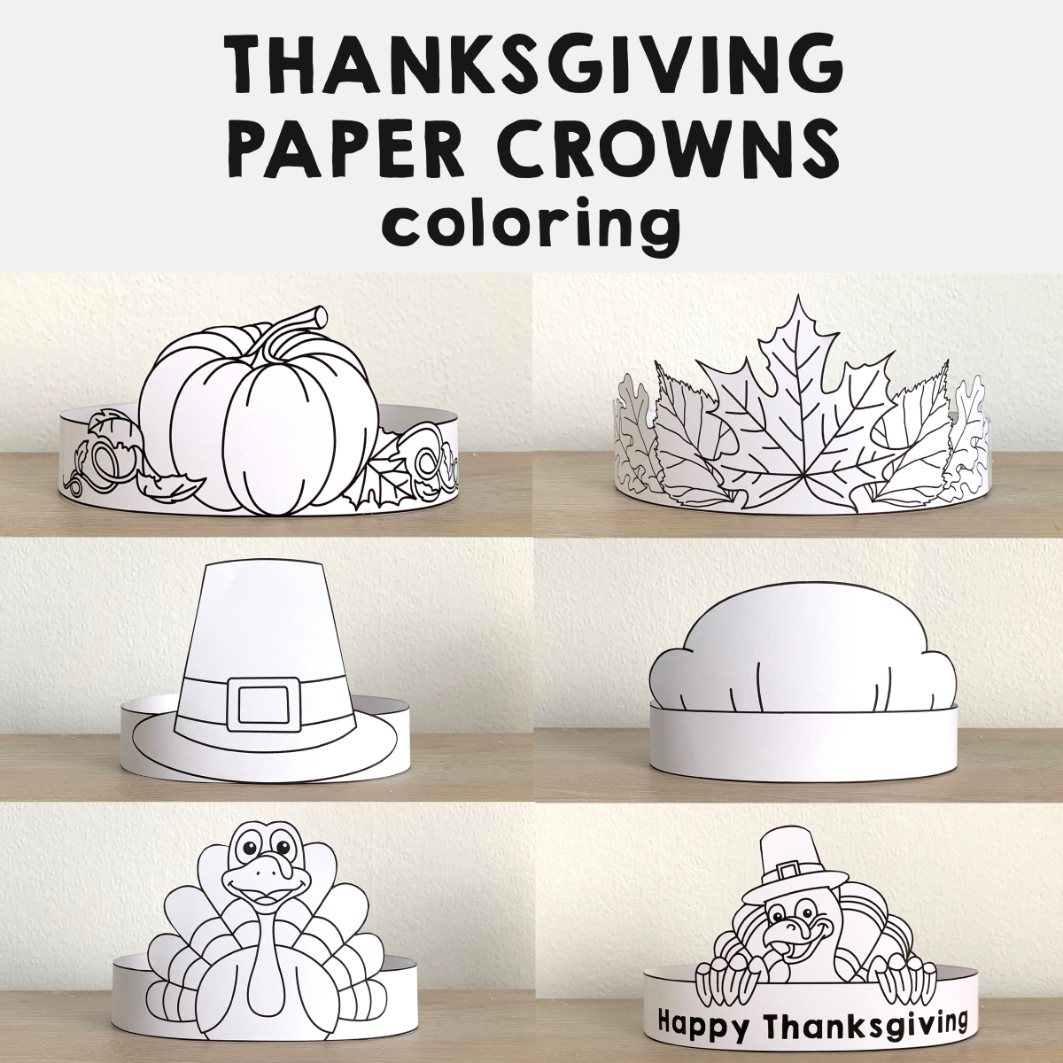 Thanksgiving Hats Crowns Printable Paper Coloring Fall Autumn for Printable Headband Turkey Hat Template
