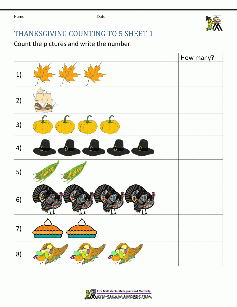Thanksgiving Math Activities For Kindergarten inside Thanksgiving Themed Worksheets For Kindergarten