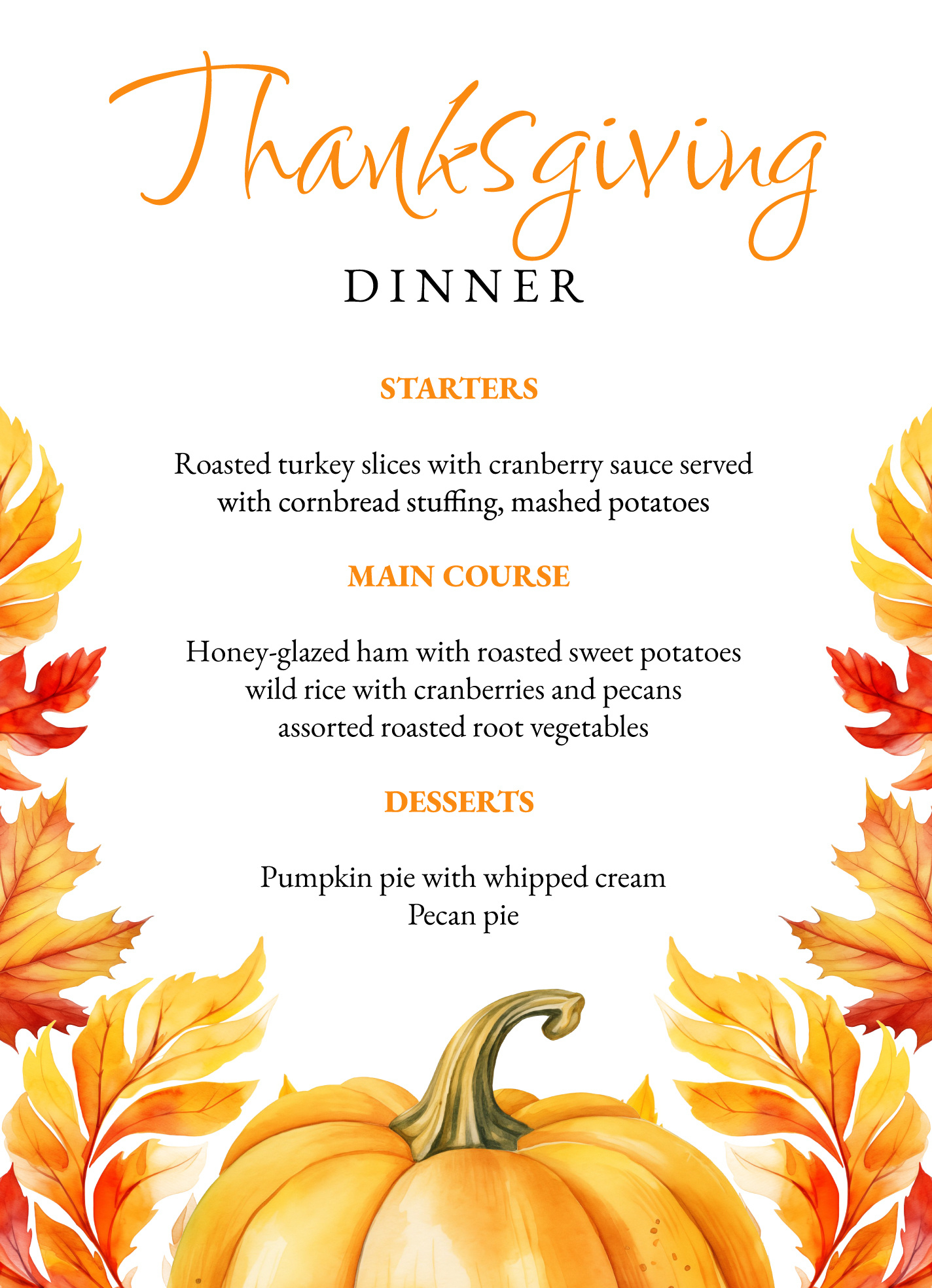 Thanksgiving Menu Free Google Docs Template - Gdoc.io for Free Thanksgiving Dinner Menu Templates