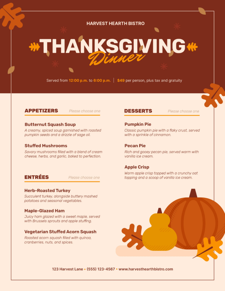 Menu For Thanksgiving Template Menu For Thanksgiving Template