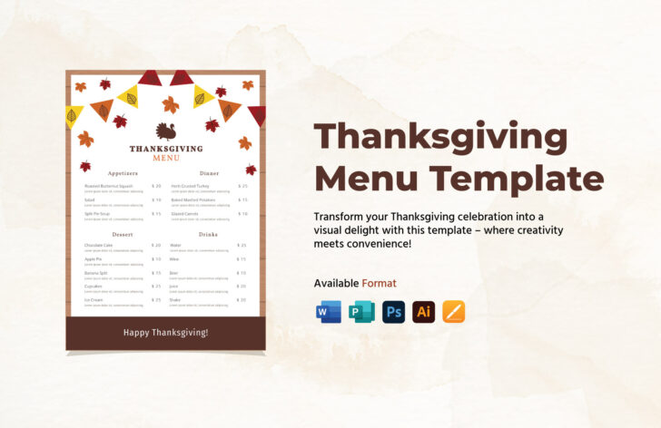 Microsoft Word Thanksgiving Menu Template