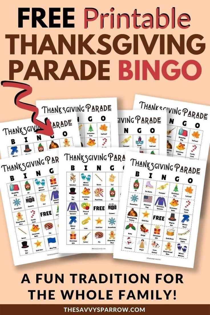 Thanksgiving Parade Bingo Game - Free Printable Thanksgiving Game for Thanksgiving Parade Bingo Printable