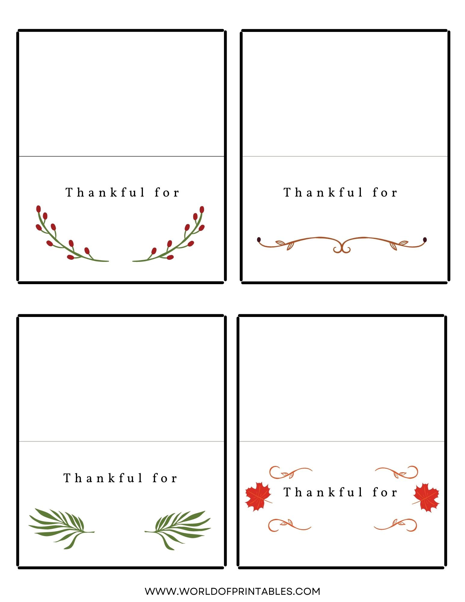 Thanksgiving Place Cards | Free Printables - Just Customize & Print! for I Am Thankful For Place Cards Printable