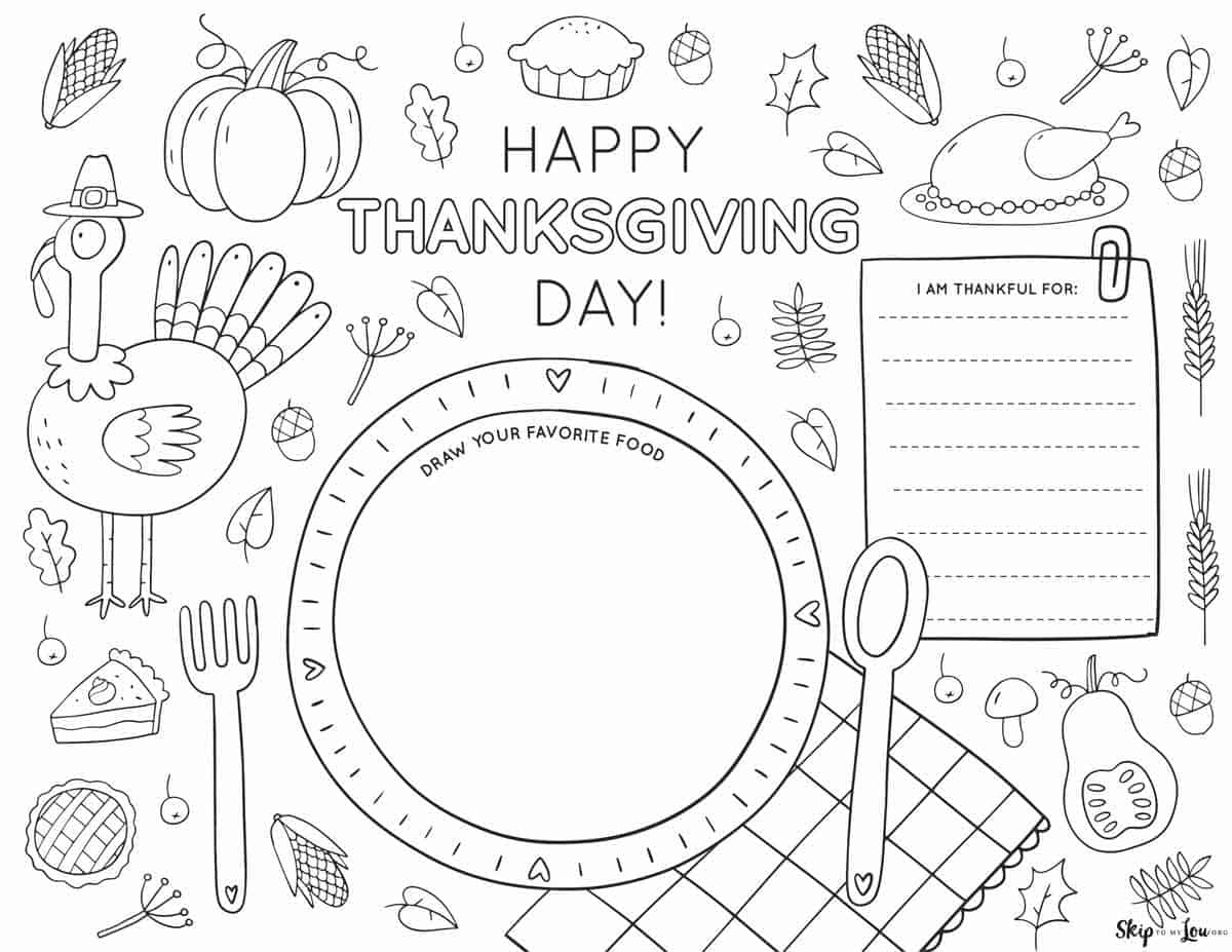 Thanksgiving Placemats | Skip To My Lou pertaining to Turkey Placemat Printable