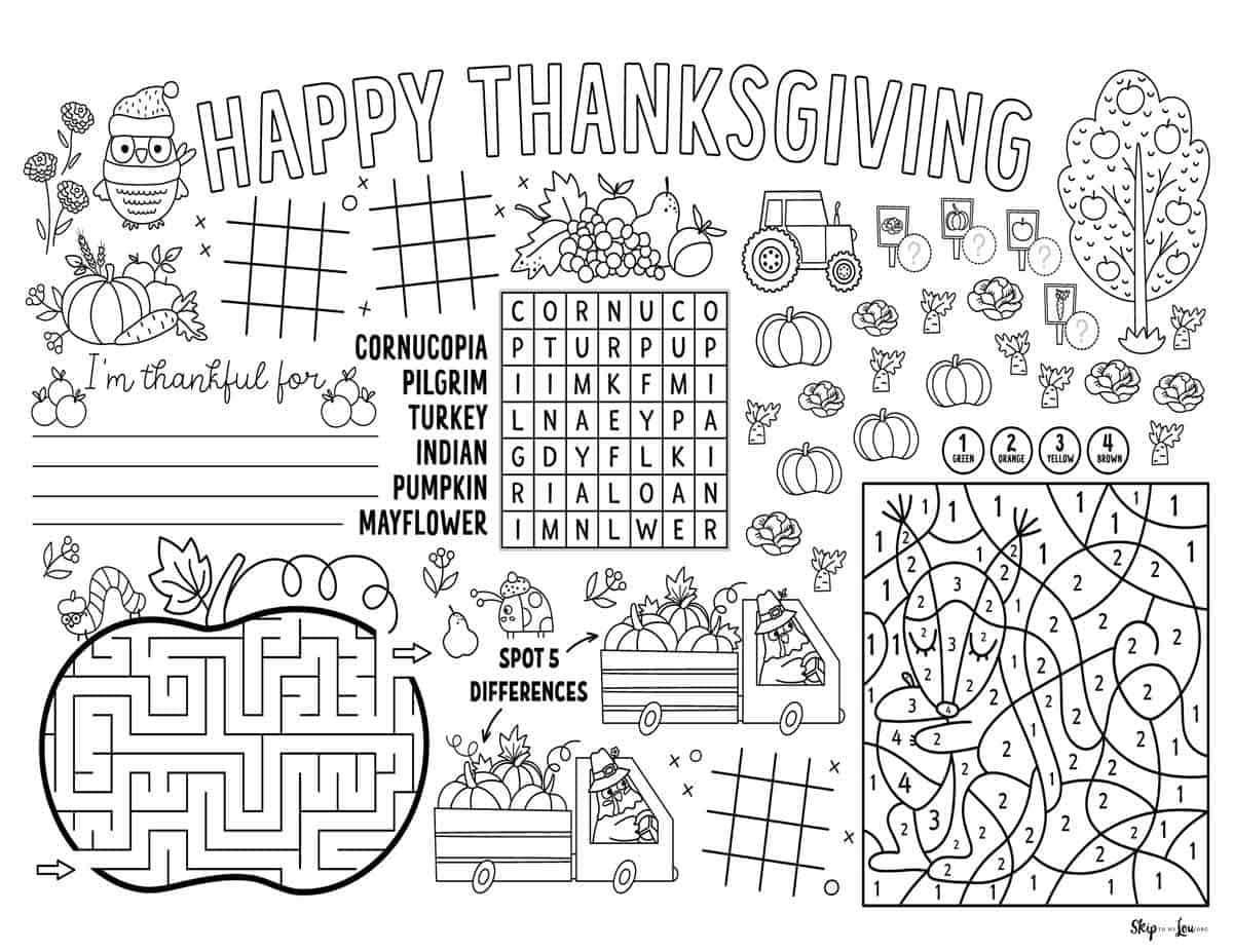 Thanksgiving Placemats | Skip To My Lou with regard to Printable Turkey Placemats