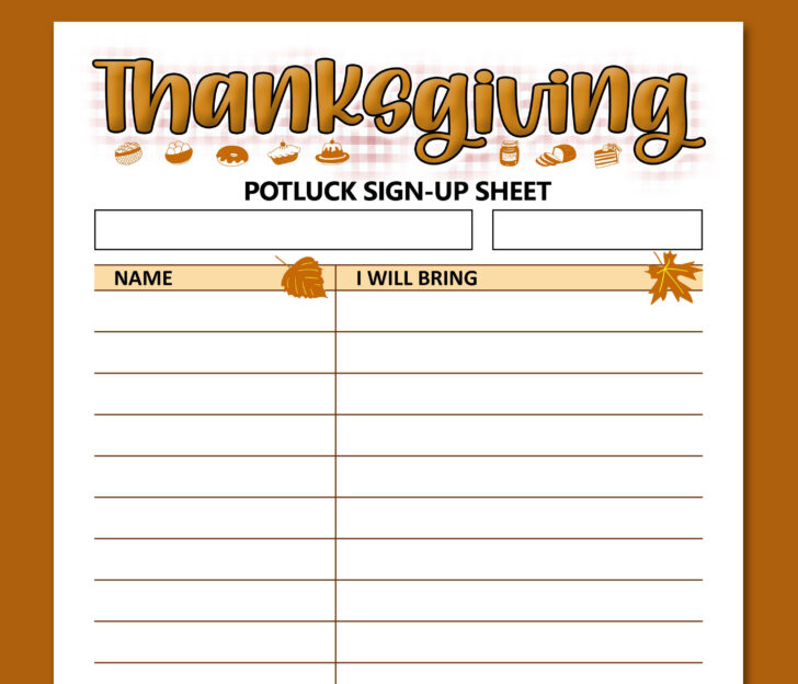 Thanksgiving Potluck Menu Template