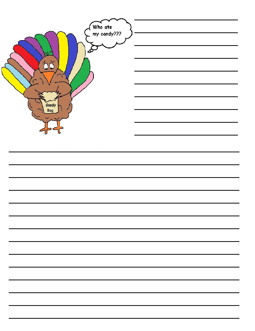 Thanksgiving Printable Writing Paper with Printable Turkey Writing Paper