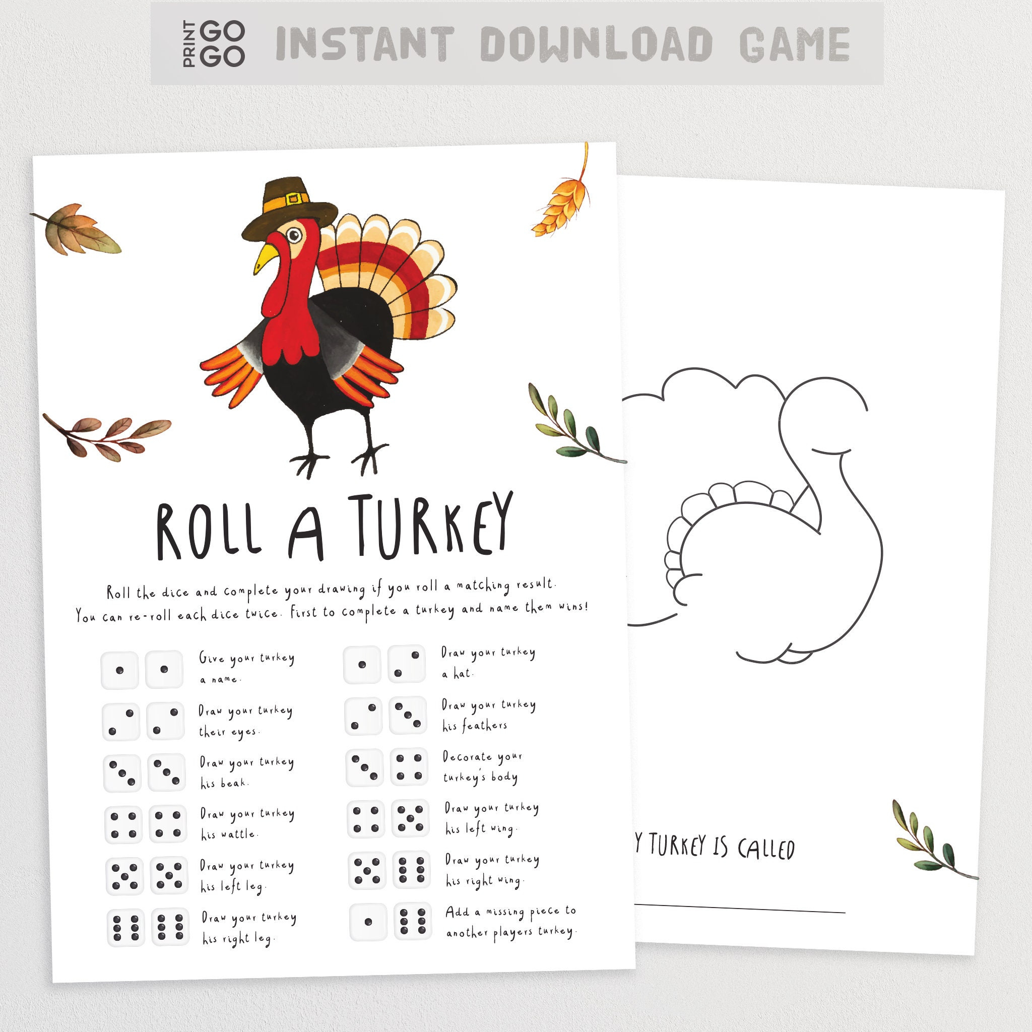 Thanksgiving Roll A Turkey Dice Game | Thanksgiving Printable Dice in Roll A Turkey Dice Game Printable