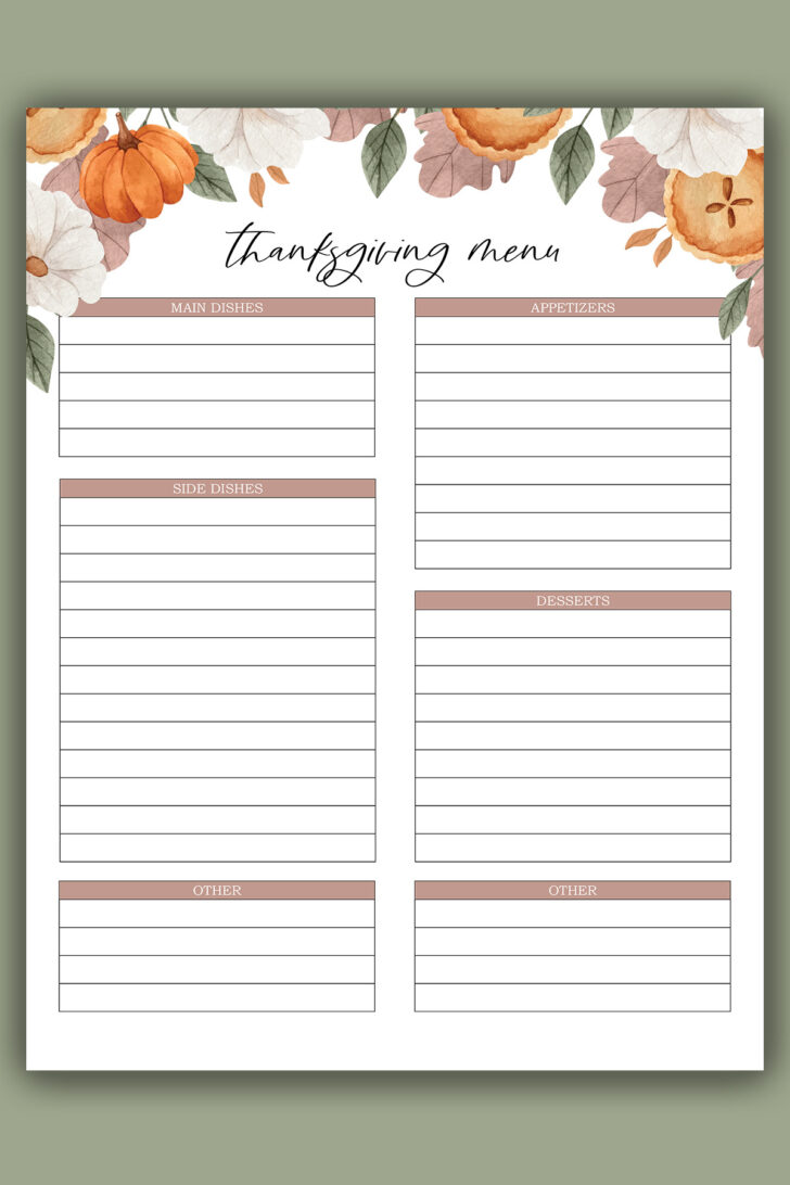 Thanksgiving Menu Shopping List Template Thanksgiving Menu Shopping List Template