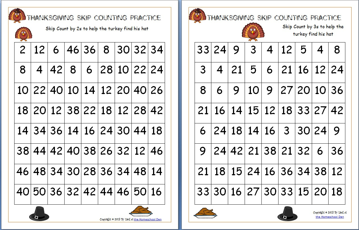 Thanksgiving Skip Counting Mazes 2S, 3S, 5S (Free) - Homeschool Den regarding Thanksgiving Skip Counting Worksheets