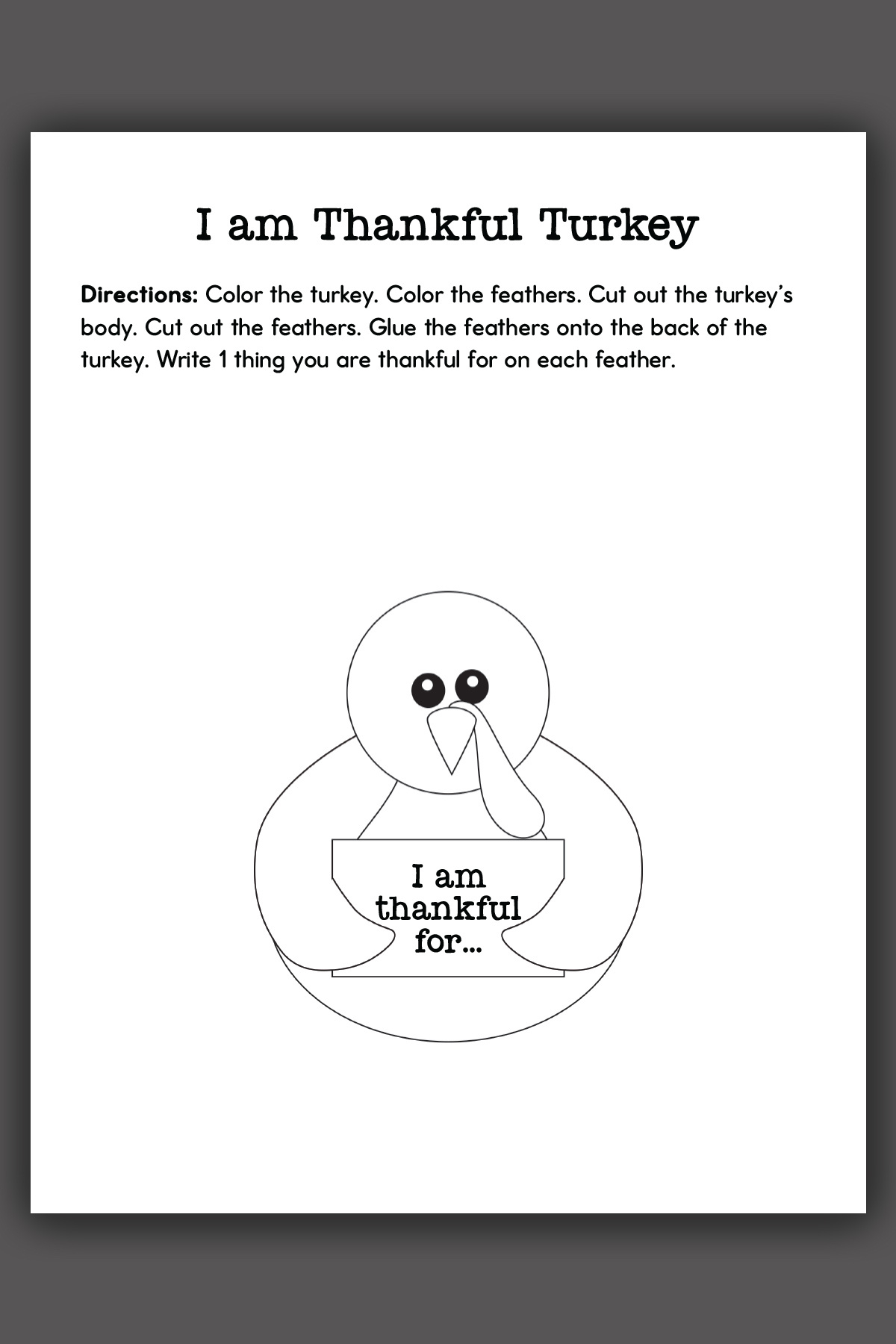 Thanksgiving Thankful Turkey Printable throughout Thanksgiving Thankful Turkey Printable