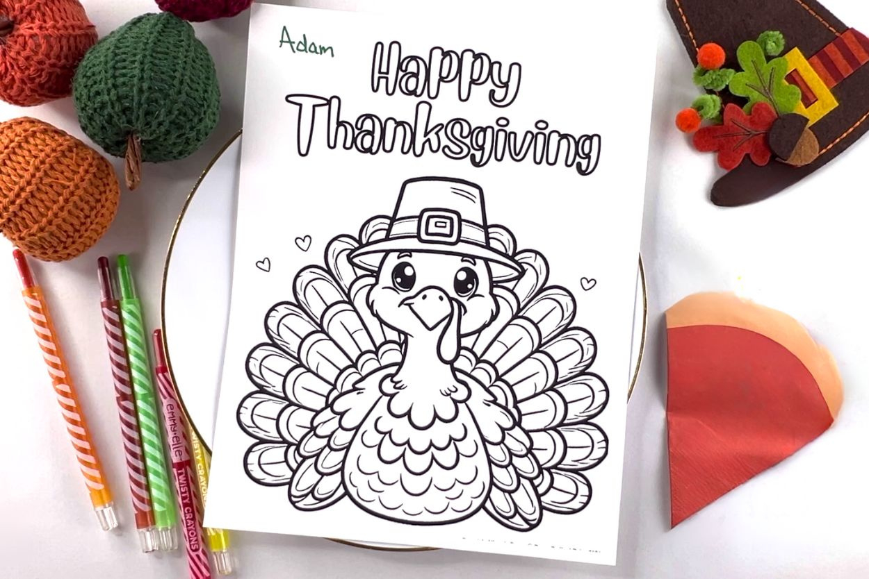 Thanksgiving Turkey Coloring Page (Perfect Place Setting Fun!) intended for Printable Happy Thanksgiving Turkey