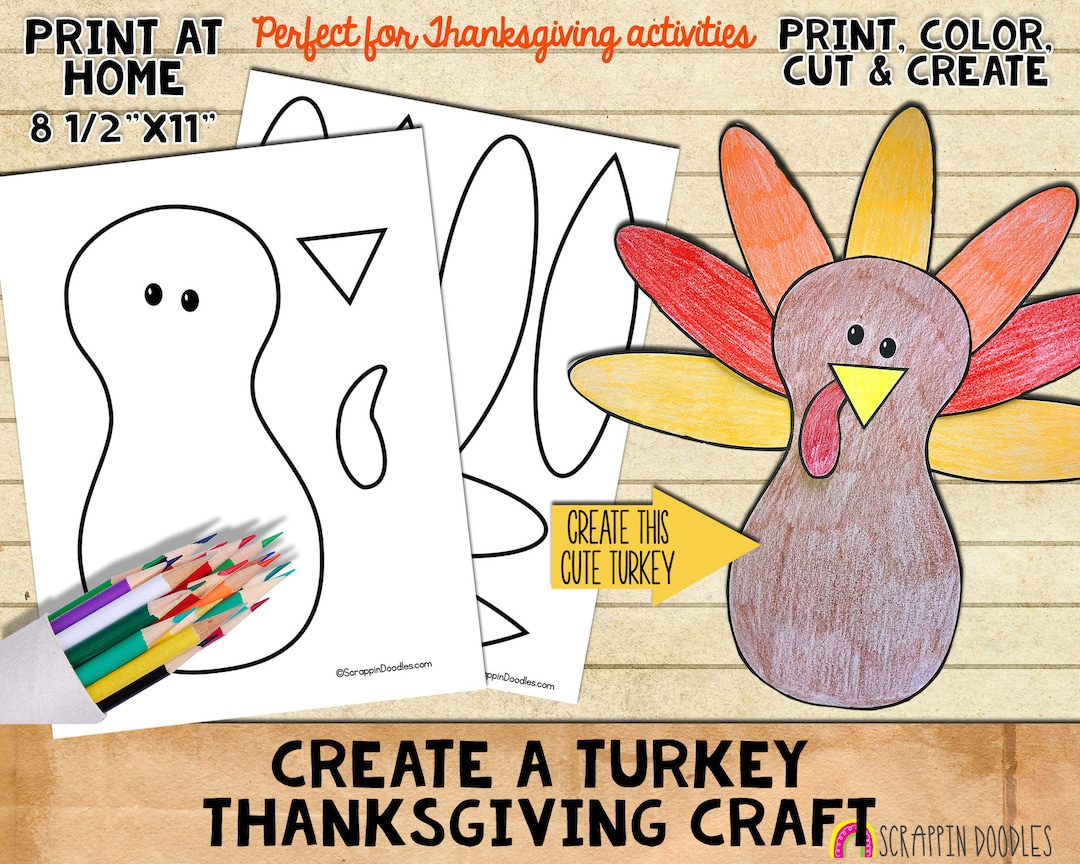 Thanksgiving Turkey Craft - Printable Turkey Paper Craft - Kids with Printable Turkey Stencil Informational, Transactional