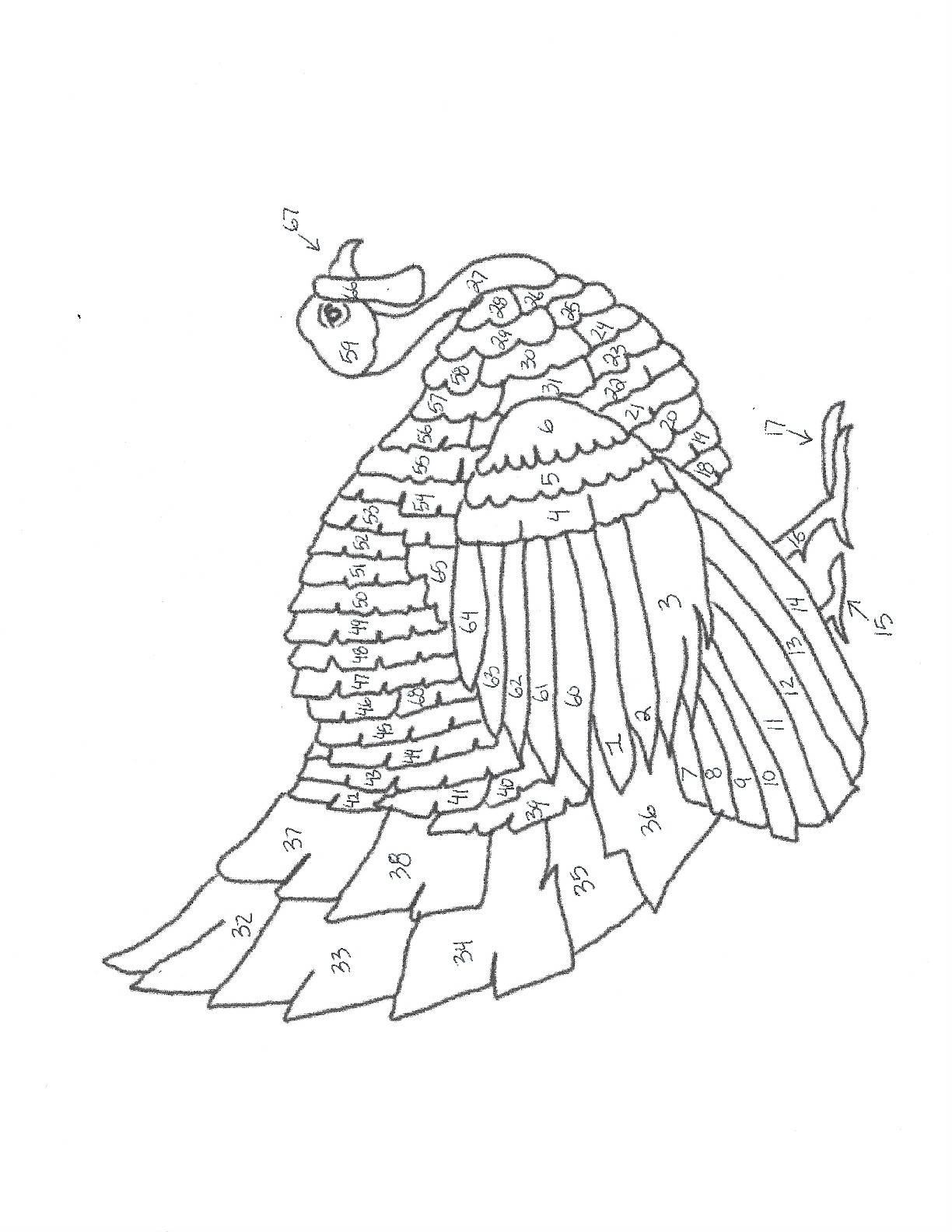 Thanksgiving Turkey: Division Of Decimals (Color It) in Turkey Color By Number Printable Informational
