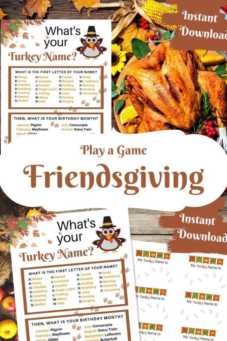 Thanksgiving Turkey Name Game Free Printable