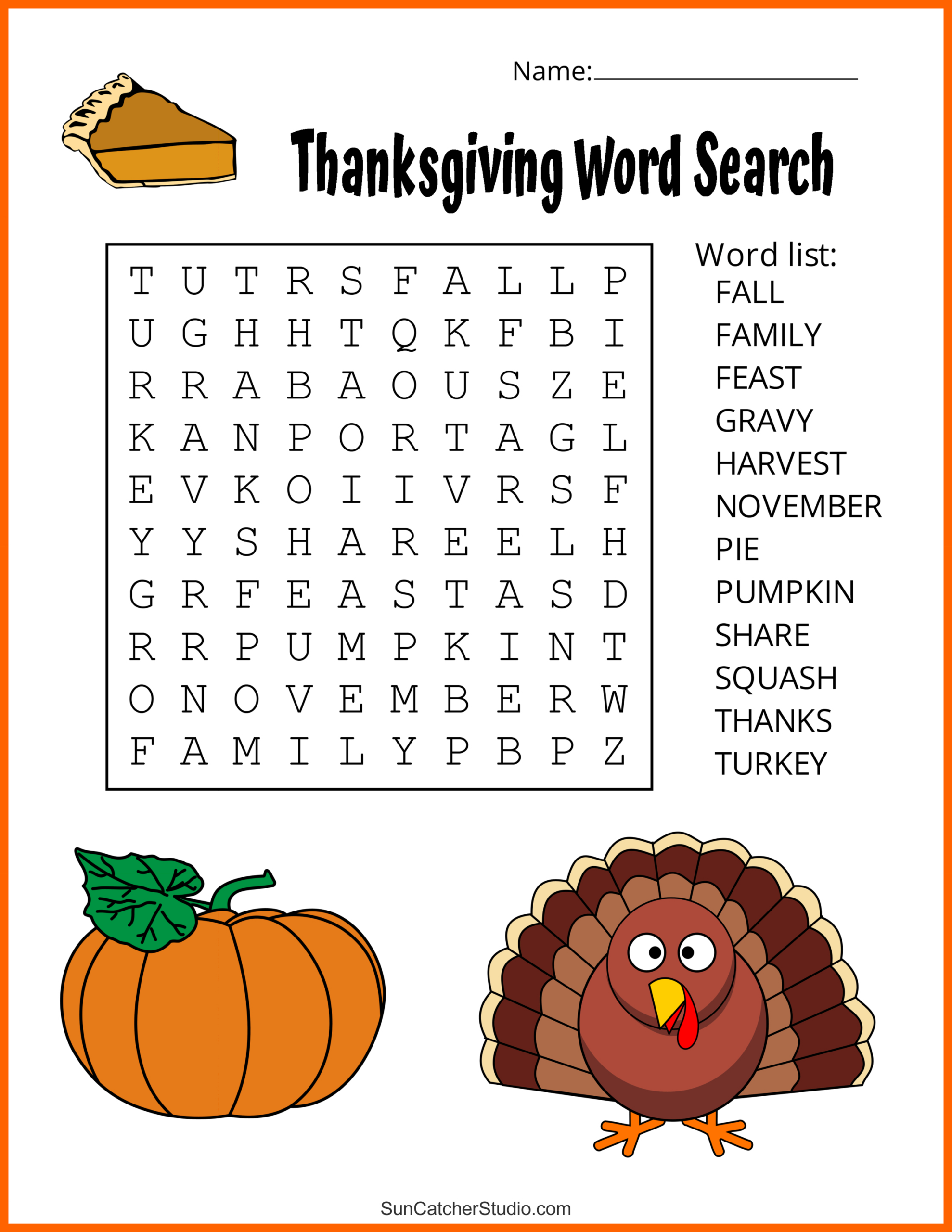 Thanksgiving Word Search (Free Printable Puzzles) – Free in Turkey Word Search Printable