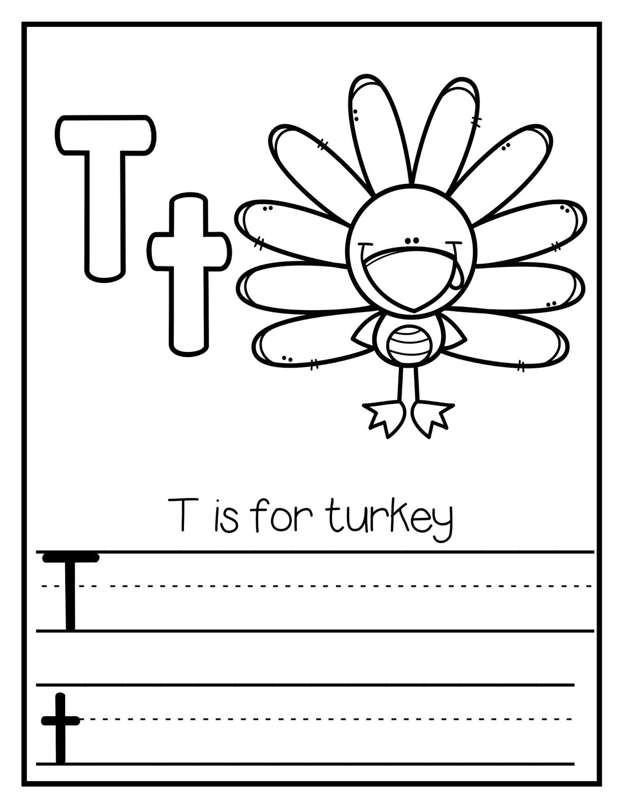 The Cozy Red Cottage: T Is For Turkey Tracer Page for T Is For Turkey Printable