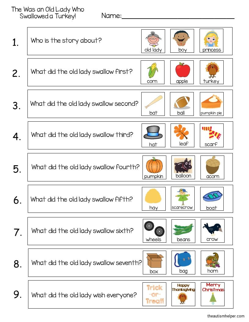 There Was An Old Lady Who Swallowed A Turkey!" With Freebies - The in There Was An Old Lady Who Swallowed A Turkey Printable