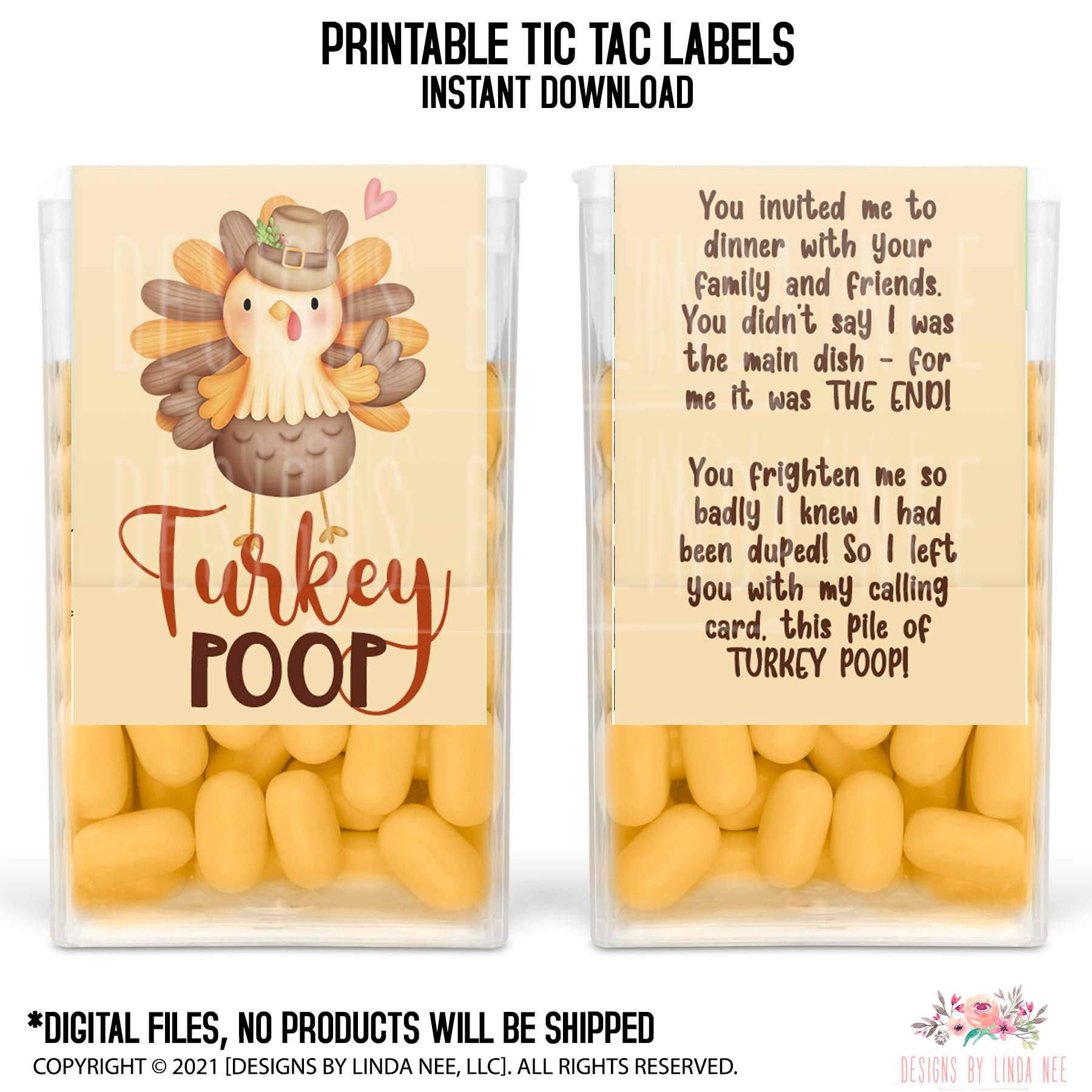 Tic Tac Turkey Poop Etiketten, Druckbare Thanksgiving Etiketten throughout Turkey Poop Printable
