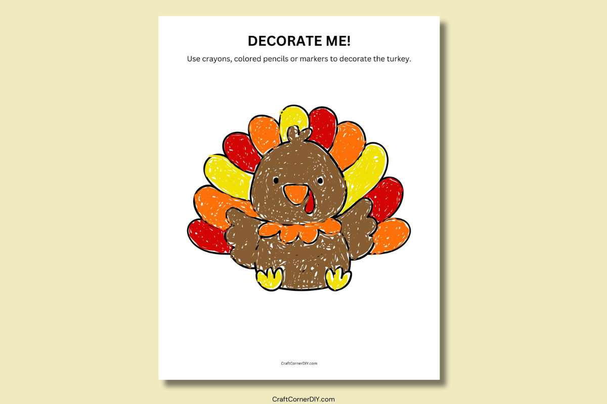Turkey Coloring Page: Free Printable | Craft Corner Diy throughout Printable Turkey to Decorate