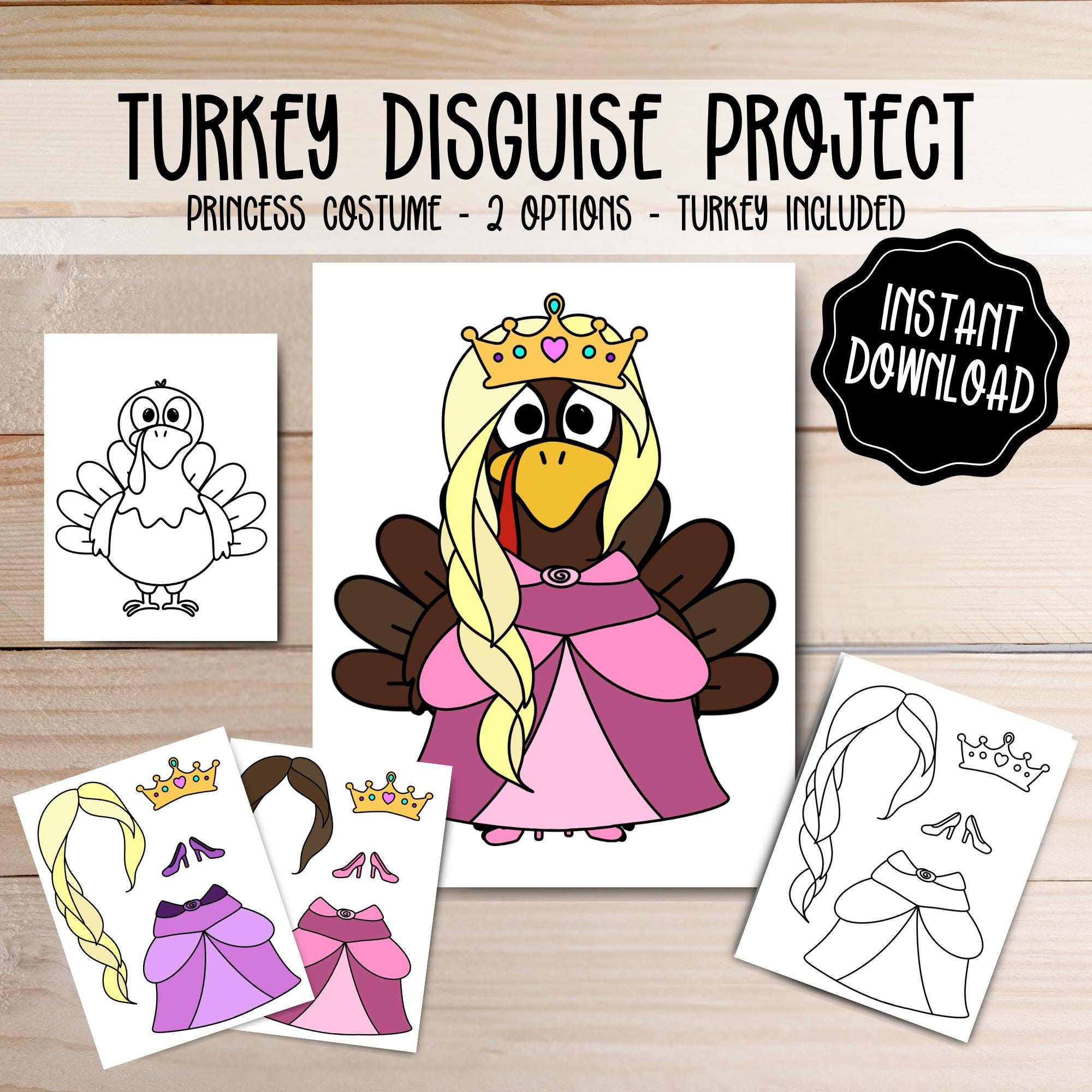 Turkey Disguise Printable: Princess Costume Craft (Digital regarding Princess Turkey Disguise Printable