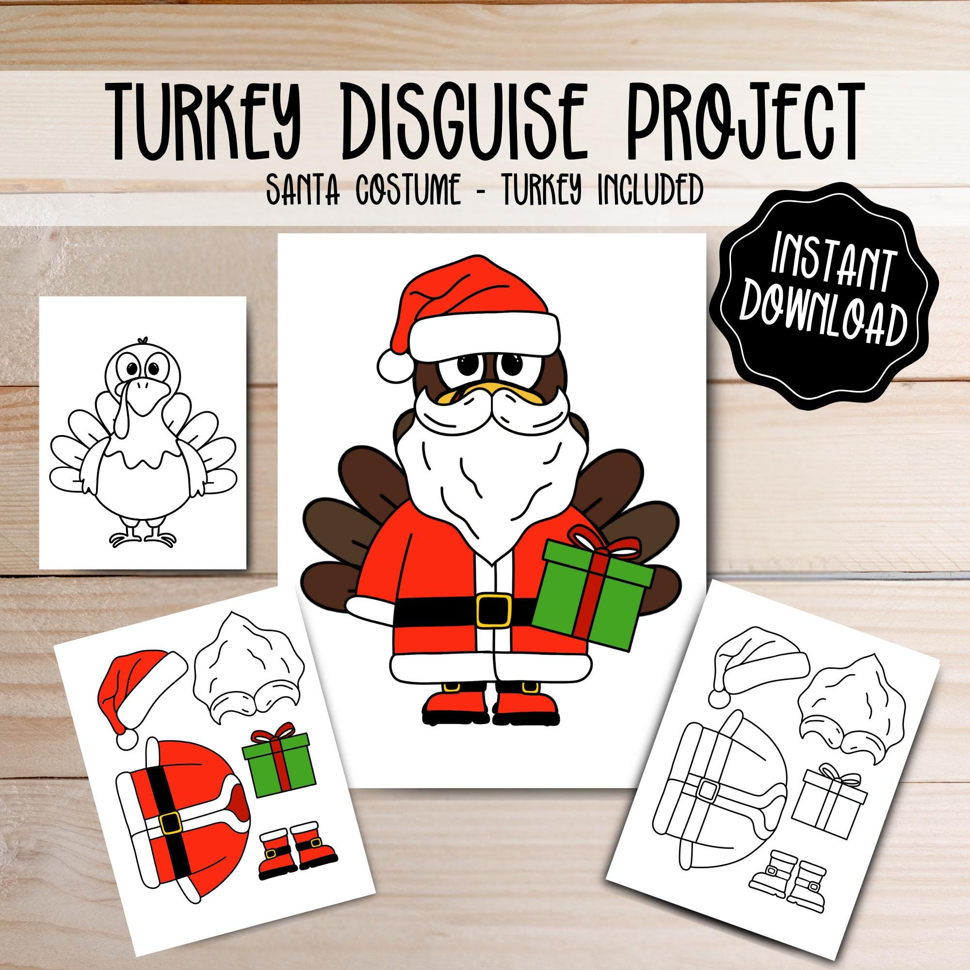 Turkey Disguise Printable: Santa Costume Craft (Digital Download for Disguise A Turkey Santa Printable