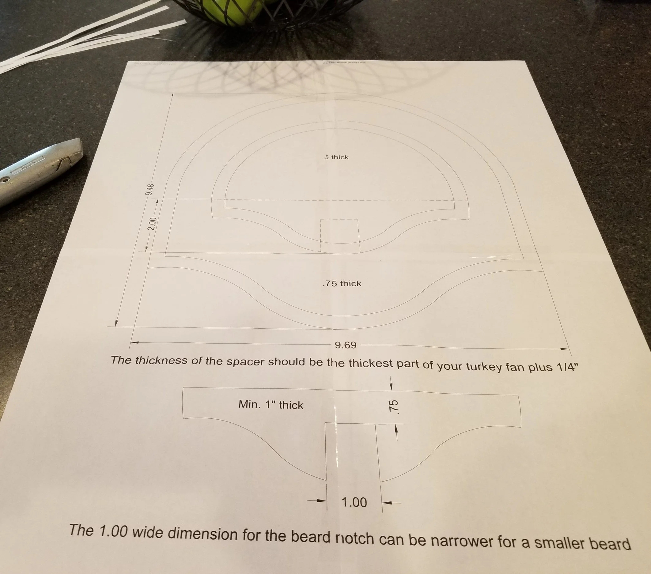 Turkey Fan Mount — Third Stall Woodworking intended for Free Printable Turkey Fan Mount Template