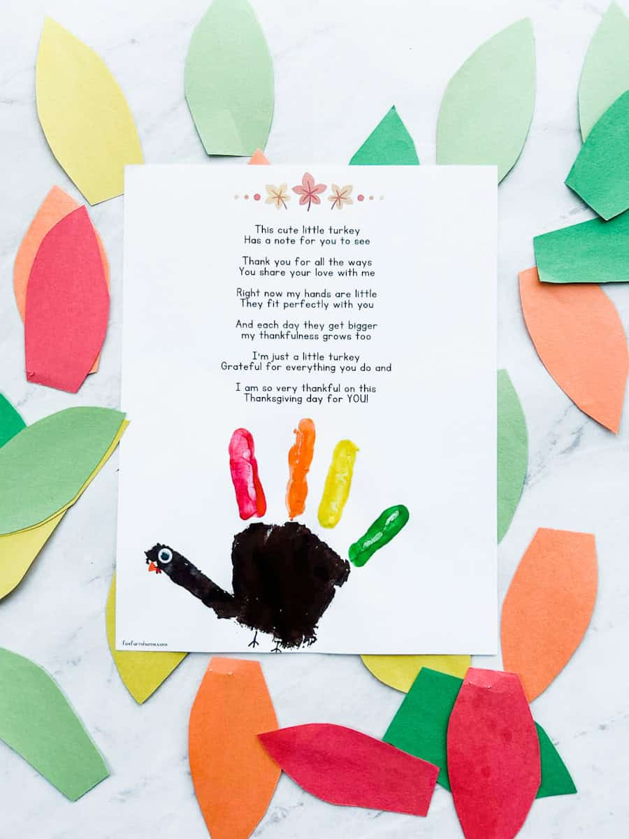 Turkey Handprint Poem | Free Printable Template - Fox Farm Home for Turkey Handprint Poem Free Printable